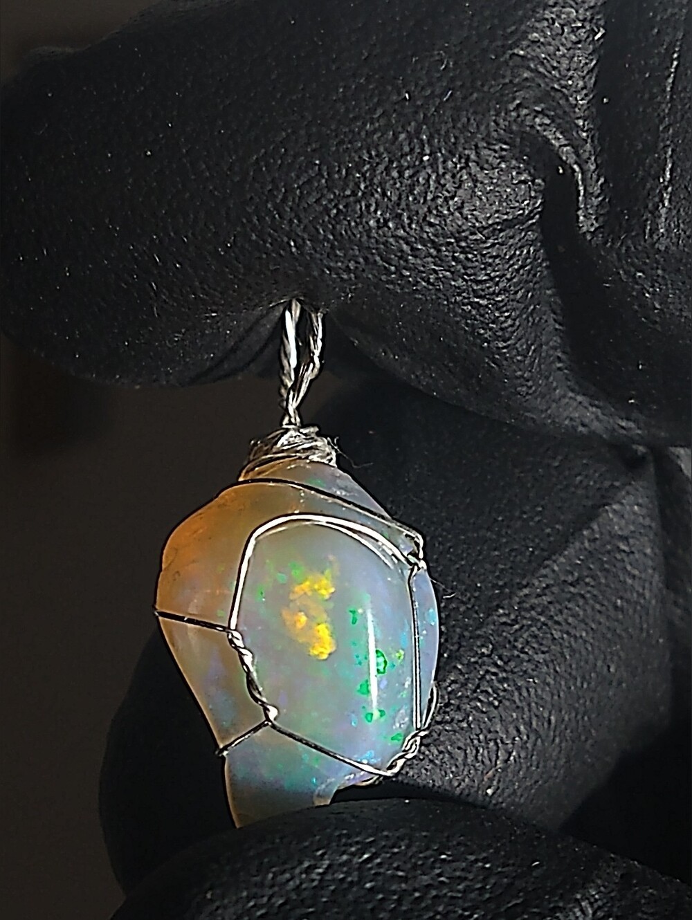 Opal Pendant Sterling Silver Wire Wrap
